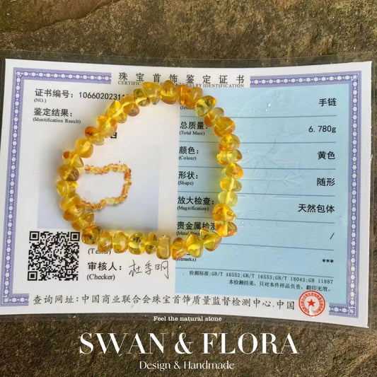 Luckacco Natural Baltic Amber Bracelet  Stone Irregular Jewelry  Design Handmade GEM Beads Healing Women Jewelry Gifts