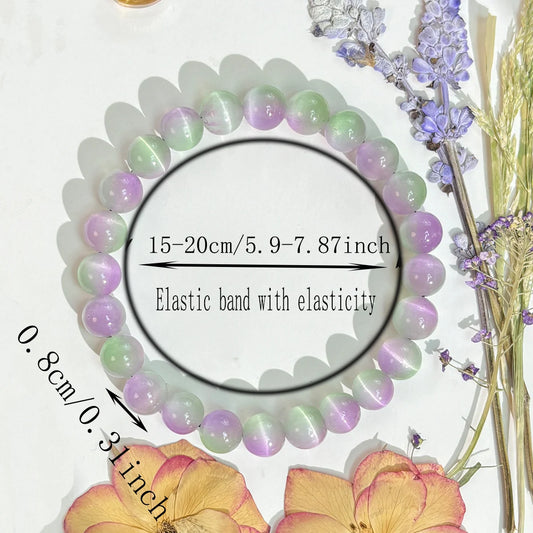Luckacco 1pc/Pink and purple cat's eye bracelet symbolizes wealth and prosperity. A jewelry gift for women, perfect for all seasons.