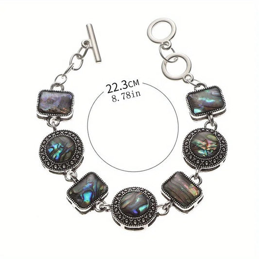 Luckacco Abalone Shell Bracelet Bohemian Wristband Girl Adjustable Chain Women Jewelry Gifts Mother's Day Gift Link Bangle Gift for Mom