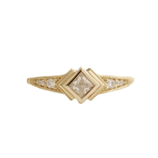 Luckacco Geometric Antique  MInimalist  Gold Square zircon Color Rings For Women Party Accessories Gifts Custom Jewelry
