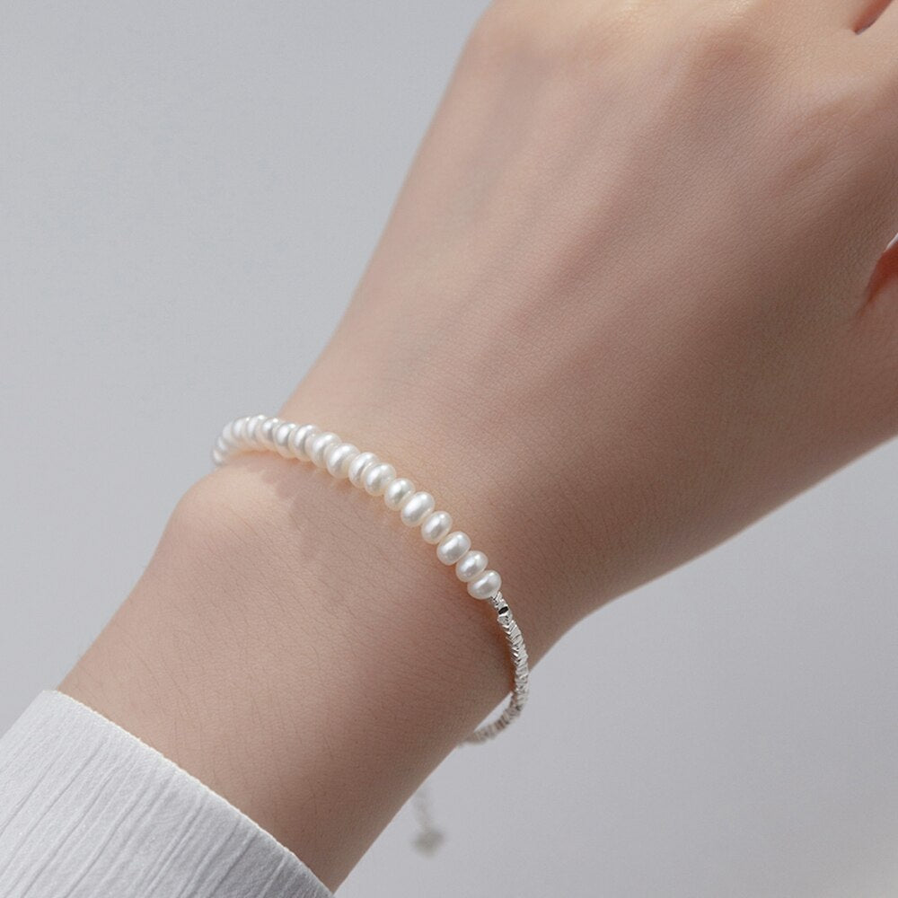 Real New 925 Sterling Silver Pearl Bracelet INS Style Women's Bracelets Charm Jewelry Valentine's Day Romantic Love  Accessories - luckacco