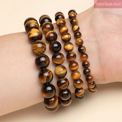 Luckacco High Quality Yellow Tiger Eye Stone Bracelet Natural Stone Handmade Fine Bangles Handmade Healing Reiki Yoga Jewelry 6/8/10/12mm
