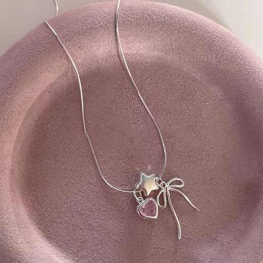 Luckacco PANJBJ 925 Sterling Silver Moonstone Necklace for Women Girl Individuality Geometric Simple Jewelry Birthday Gift