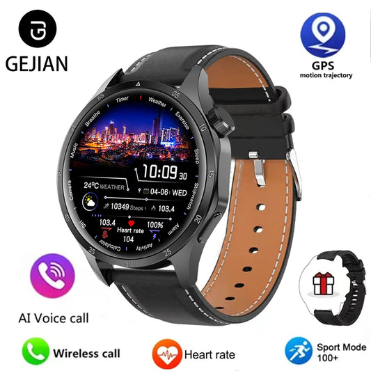 Luckacco 2025 New Mens Smart Watch 360 * 360 Bluetooth Call Smartwatch AMOLED Screen GPS Smart Watches NFC Waterproof Smart Watch for Men