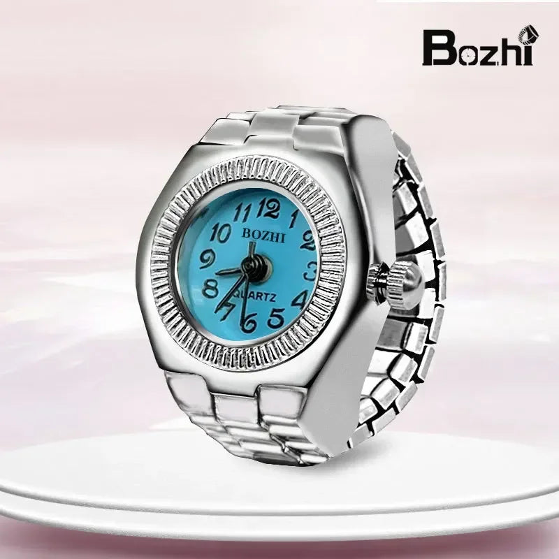 luckacco vintage punk quartz finger watch ring for women men couple rings digital watches elastic stretchy finger band ring jewelry clock