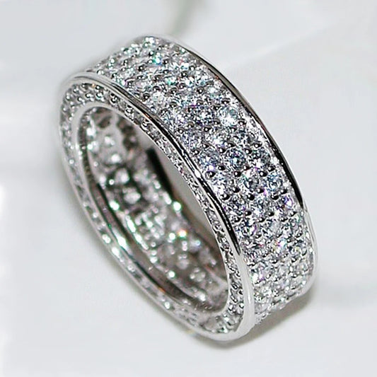 Luckacco daily picks Luxury Silver Color Cubic Zirconia Rings for Women Simple Design Fashion Versatile Wedding Engagement Party Lady Jewelry