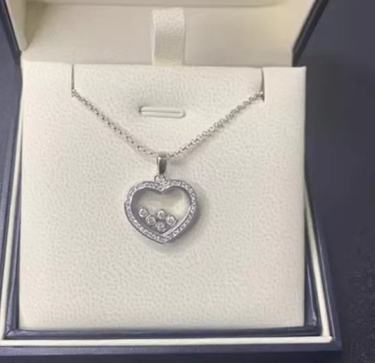 Luckacco High Quality Happy Move Stone Zircon Love Heart Pendant Necklace Sets For Women Fashion Jewelry Party Gift