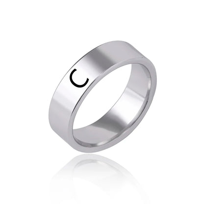 Luckacco Fashion 26 English Initial Letter Ring Stainless Steel Engraved Name Rings For Women Birthday Gifts