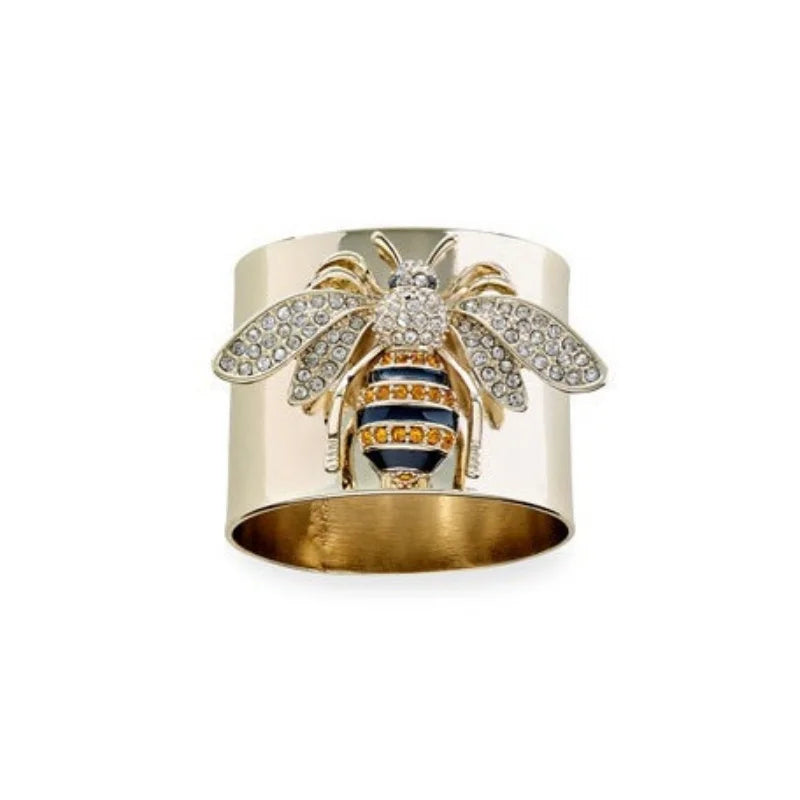 luckacco 1pcs luxury designer jewelry creative cute bee rings for women fashion stainless steel rings party wedding decoration