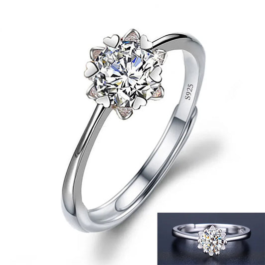 Luckacco Never Fade Luxury Classic 18K White Gold Color Ring Solitaire 2 Carat Zirconia Diamant Wedding Band Women Jewelry Accessories
