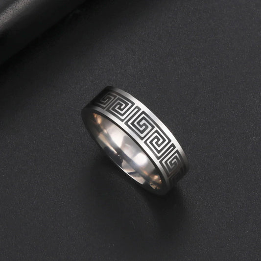 Luckacco Kkjoy Stainless Steel Anneaux Geometric pattern Rings for Women Men jewelry Wide Anillos Birthday Party Textured Travel gifts