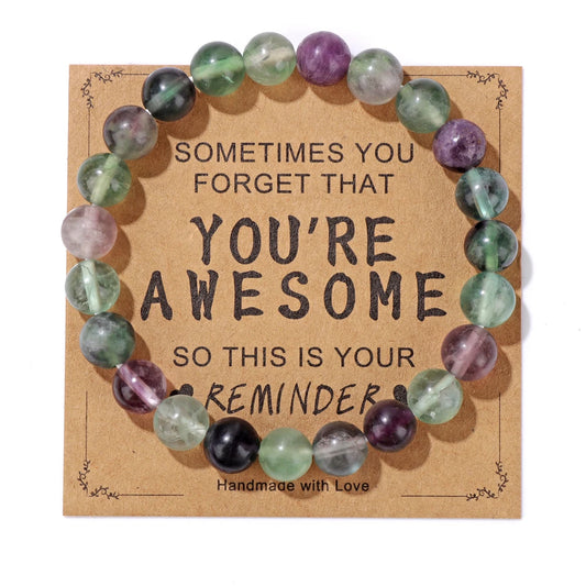Luckacco Natural Rose Quartzs Bracelets For Women Men Relaxing Anxiety Energy Healing Natural Stone Bead Bracelet With Encouragement Card