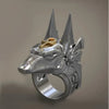 Luckacco New Vintage Egyptian Cross Anubis God Rings for Men Unisex Punk Style Wolf Head Men Finger Rings Hiphop Party Ring Men