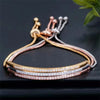 Luckacco Creative fashion delicate hand jewellery with rhinestones single row arc adjustable bracelet