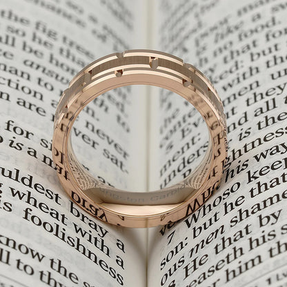 Luckacco Fashion Men 8mm Rose Gold Color Stainless Steel Rings Double Groove Pattern Promise Rings For Men Wedding Jewelry Accessories