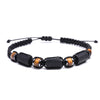 Luckacco Black Tourmaline Bracelet Tiger eye and Hematite Protection Bracelets for Men and Women Handmade Waterproof Wax Rope Braided