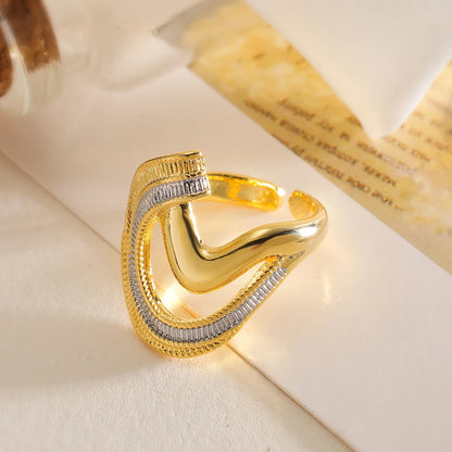 Luckacco 31styles Luxury AAA Cubic Zirconia Inlay Copper Wedding Jewelry Gold Color Statement Geometric Rings For Elegant Women