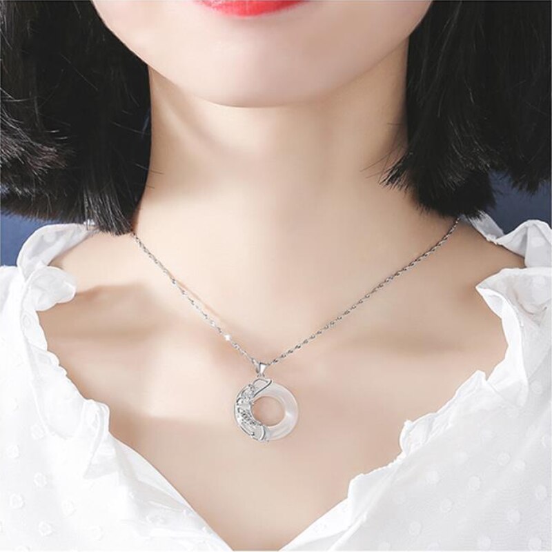 Natural White Jade Koi Lucky Necklace Pendant - luckacco