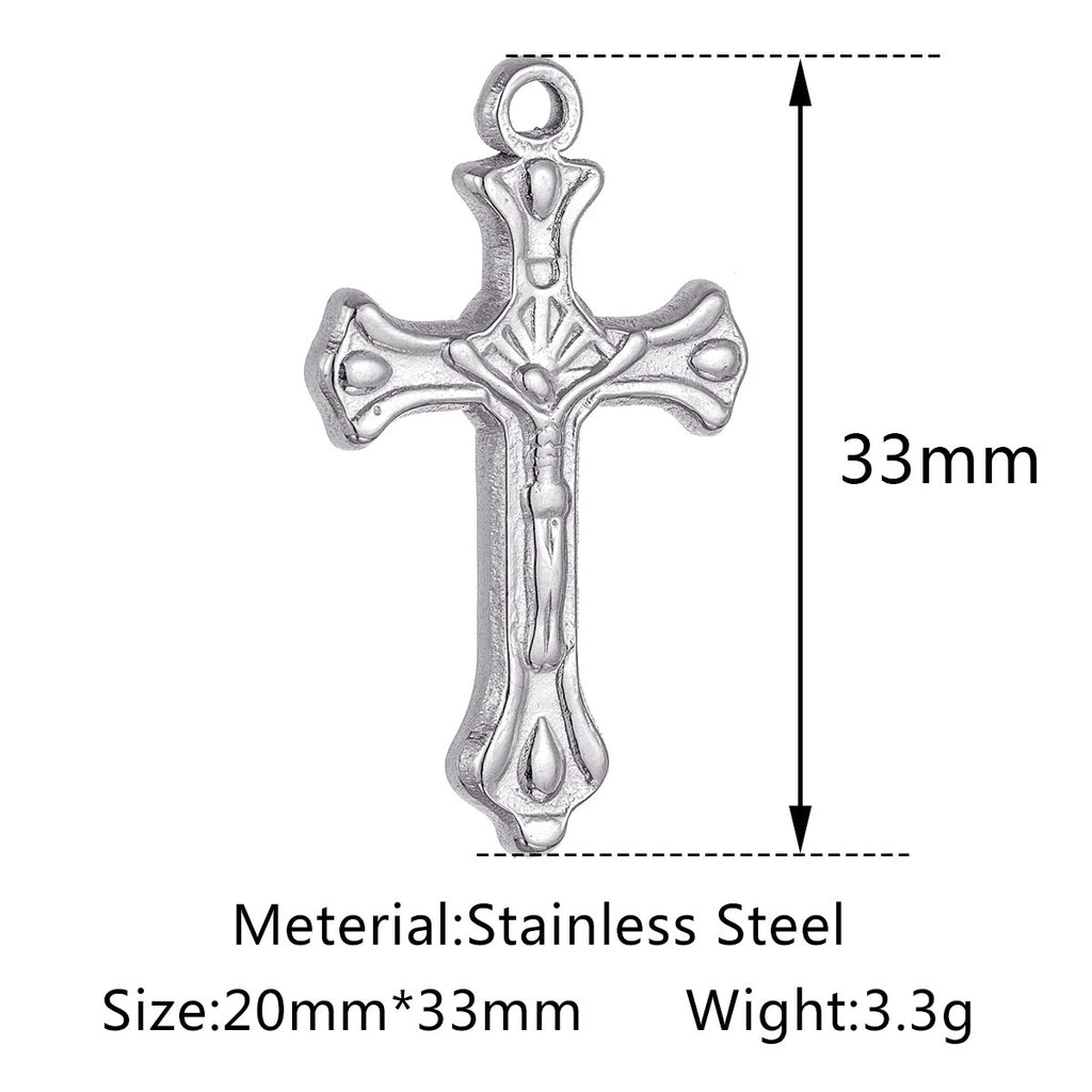 3pcs/Lot Stainless Steel Silver Color Cross Charms Pendant For DIY Necklace Bracelet Earrings Jewelry Crafts Making Accessories -  - Luckacco Jewelry and Watch Store