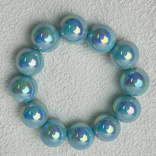 Luckacco European and American contrasting color laser beaded resin bracelet