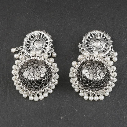 Luckacco Vintage Fashion Vintage Ethnic Earrings For Women Bijoux Simulated Pearl Beads Tassel Stud Earrings Jewellery Women Accessories