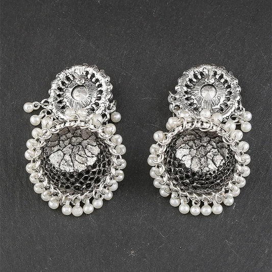 Luckacco Vintage Fashion Vintage Ethnic Earrings For Women Bijoux Simulated Pearl Beads Tassel Stud Earrings Jewellery Women Accessories