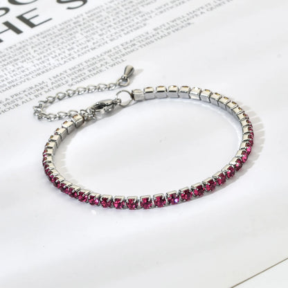 Luckacco shop's pick 3mm Micro Pave Zircon Tennis Bracelet for Women New Men Bracelet Homme Stainless Steel Jewelry Accessories