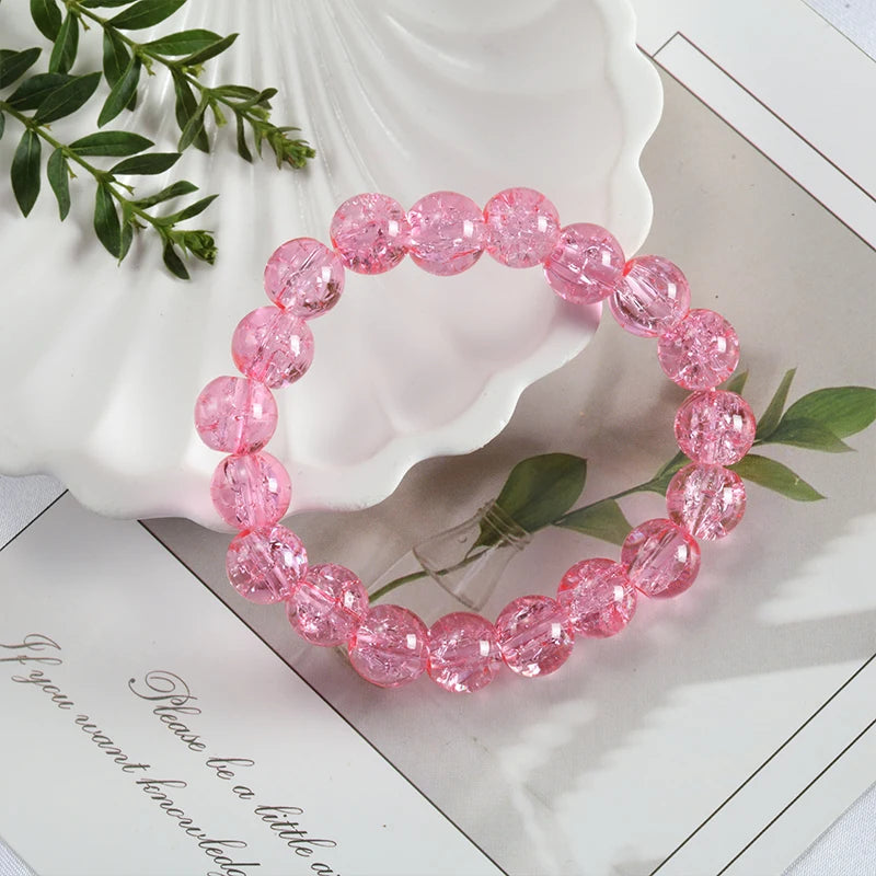 luckacco shinning crystal beads elastic bracelet korean style colorful crystal glass beaded bracelet bangles for women