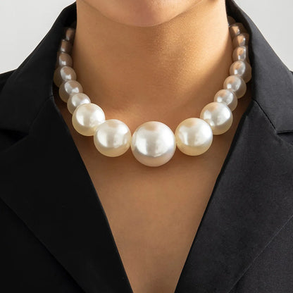 Luckacco DIEZI Elegant Big Imitation Pearl Choker Necklace For Women Fashion Girls Gift Statement Collar Choker Necklace New Jewelry