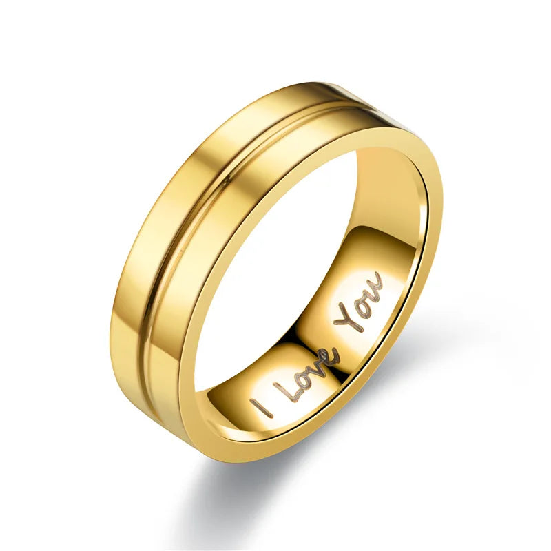 luckacco fashion women men titanium steel ring classic letter i love you rings gold color jewelry for couple weeding gift accessories