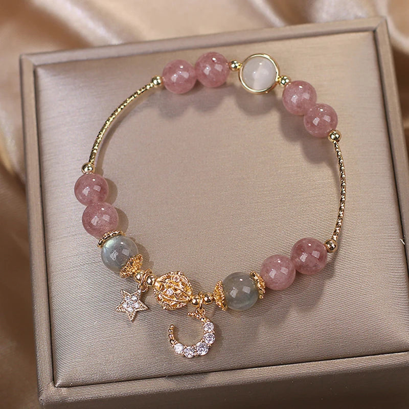 luckacco unique fashion firecracker crystal beaded bracelet friendship glass bracelets for girls star moon cloud flower jewelry