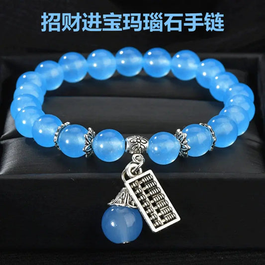 Luckacco Natural Stone Agate Amethyst Abacus Beaded Bracelet Men and Women Magnetic Health Protection Fashion Jewelry Gifts