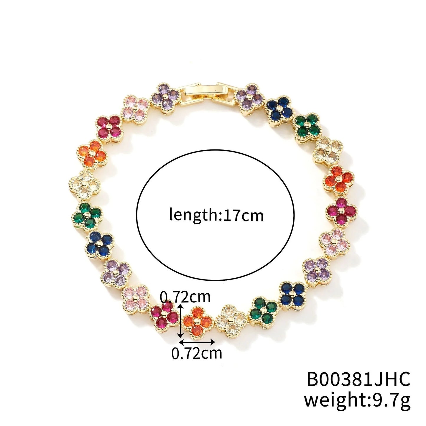 luckacco classic fashion colored crystal flower lucky bracelet women personalized new stainless steel bracelet party jewelry accessories