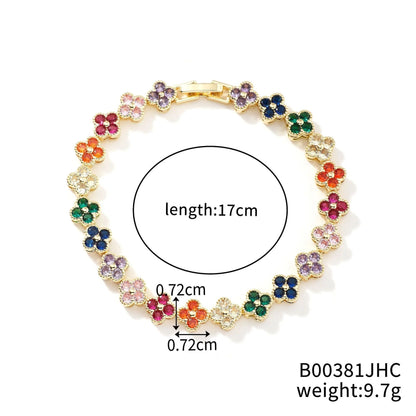 Luckacco Classic Fashion Colored Crystal Flower Lucky Bracelet Women Personalized New Stainless Steel Bracelet Party Jewelry Accessories