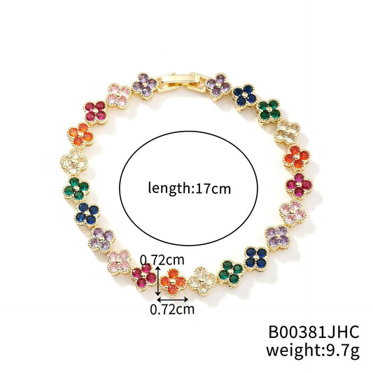 Luckacco Classic Fashion Colored Crystal Flower Lucky Bracelet Women Personalized New Stainless Steel Bracelet Party Jewelry Accessories