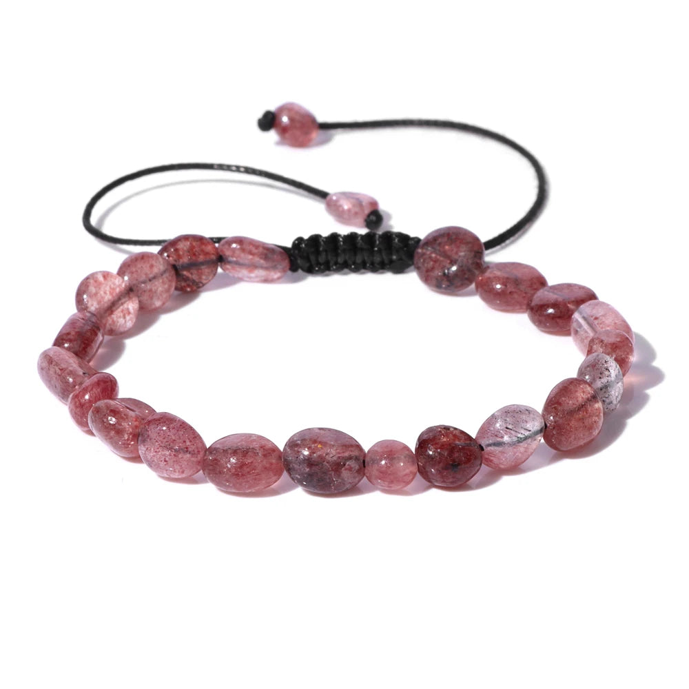 luckacco natural crystal gravel stone bracelets for women healing irregular amethysts lapis lazuli rose quartzs chain bracelet jewelry