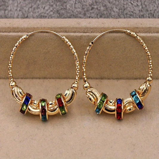 Luckacco Retro Metal Crescent Earrings Bohemian Water Drop Tassel Earrings