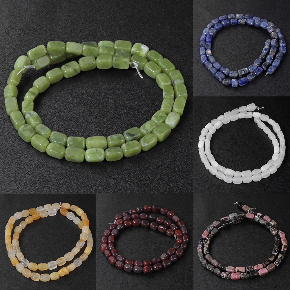 luckacco 4x6mm rectangle stone beads natural aventurine square shape crystal loose beads for jewelry making diy charm bracelet necklace