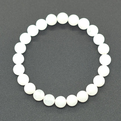 Luckacco Genuine Natural White Jade Bead Bracelet Women Men Round Jades Purify the Soul Stone Elastic Bangle Yoga Meditation Jewelry Gift