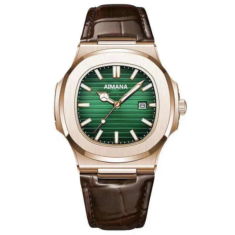 luckacco fashion business luminous calendar quartz watch 30mi waterproof leather strap wirstwatch men students clocks relogios