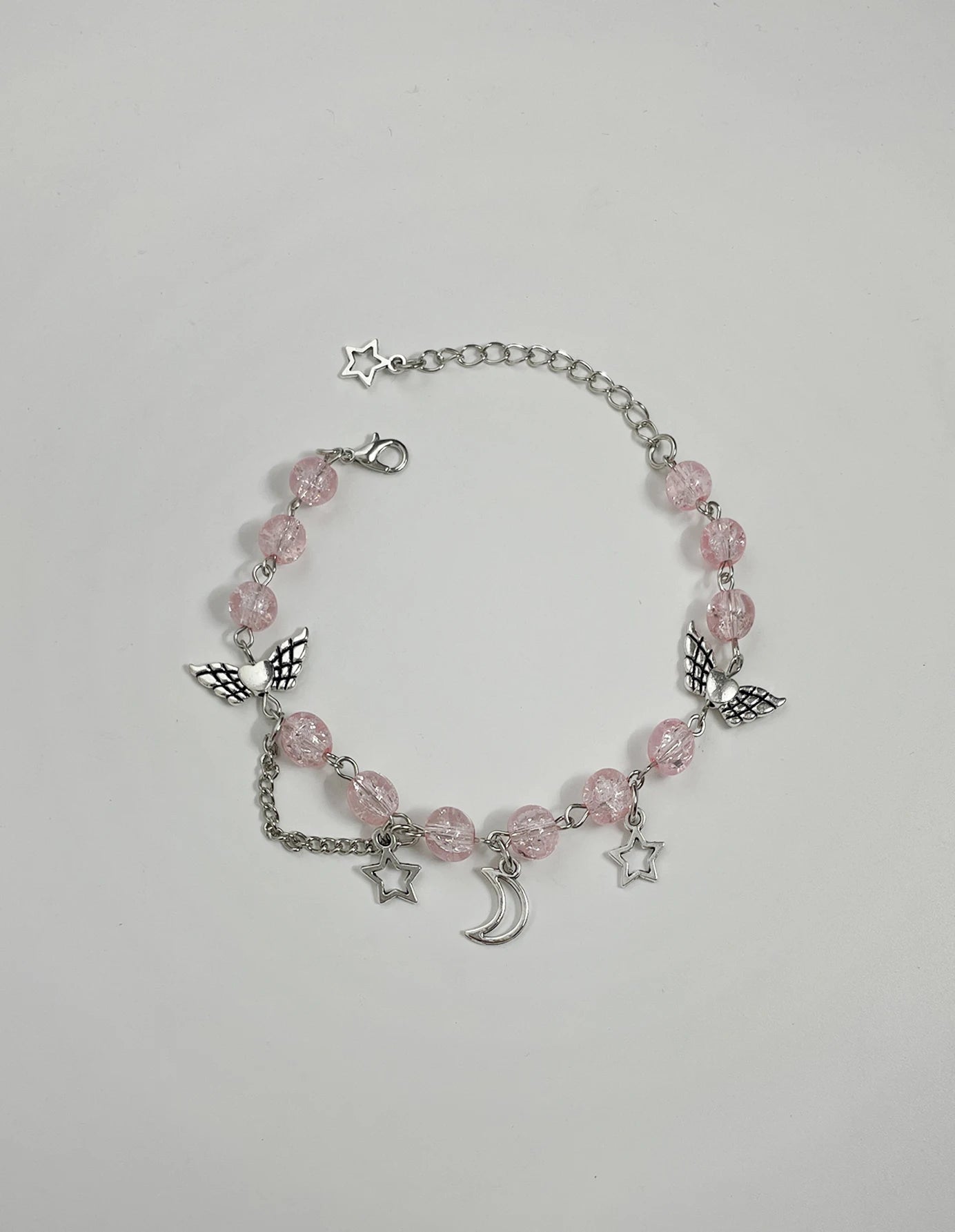luckacco harajuku pentagram pearl beaded bracelets for women 2023 korean aesthetic cute star blue glass ball bracelets y2k jewelry gifts