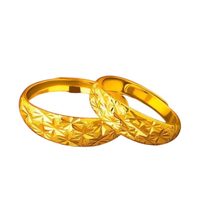 luckacco high-quality couple wedding ring for woman men 2pcs love heart zircon adjustable rings fashion stainless steel engaged jewelry