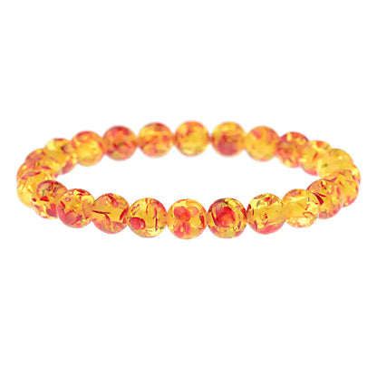 Luckacco 8mm Yellow Amber Beads Bracelet Natural Stone Bracelet for Men Women Citrines Jades Strand Beads Bangles Meditation Jewelry Gift