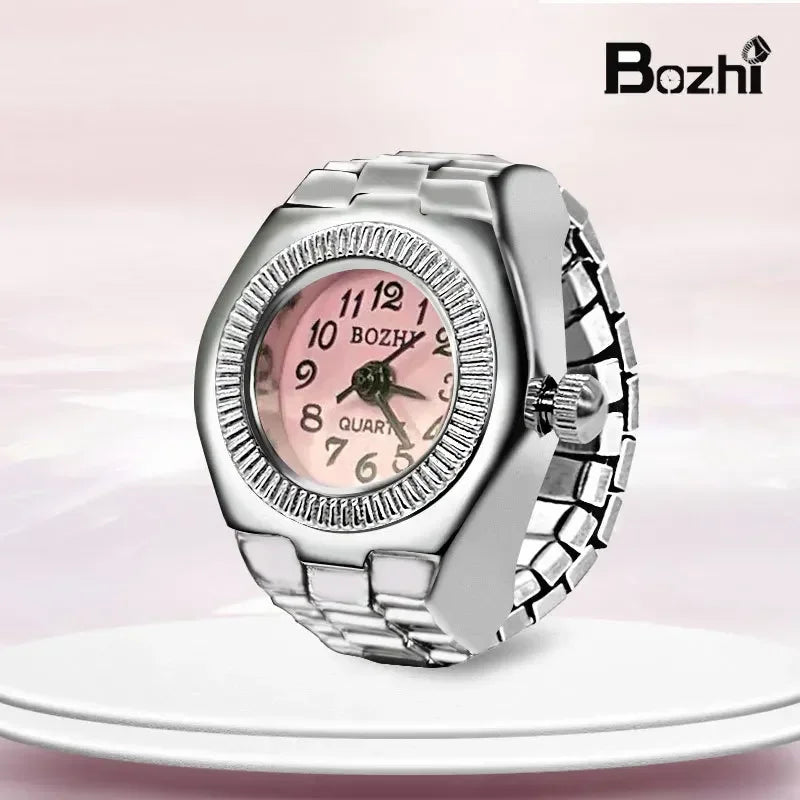luckacco vintage punk quartz finger watch ring for women men couple rings digital watches elastic stretchy finger band ring jewelry clock