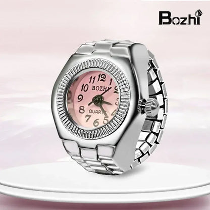 Luckacco Vintage Punk Quartz Finger Watch Ring for Women Men Couple Rings Digital Watches Elastic Stretchy Finger Band Ring Jewelry Clock
