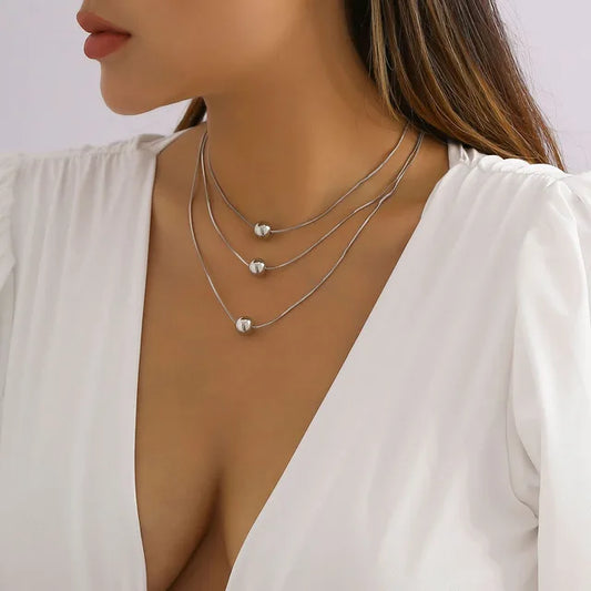 Luckacco Multi-Layer White Imitation Pearl Necklace Bead  Chain Punk Ladies Wedding Short Clavicle Necklac Girl Charm Banquet Jewelry