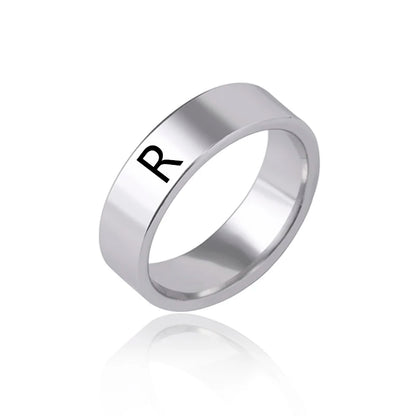 Luckacco Fashion 26 English Initial Letter Ring Stainless Steel Engraved Name Rings For Women Birthday Gifts