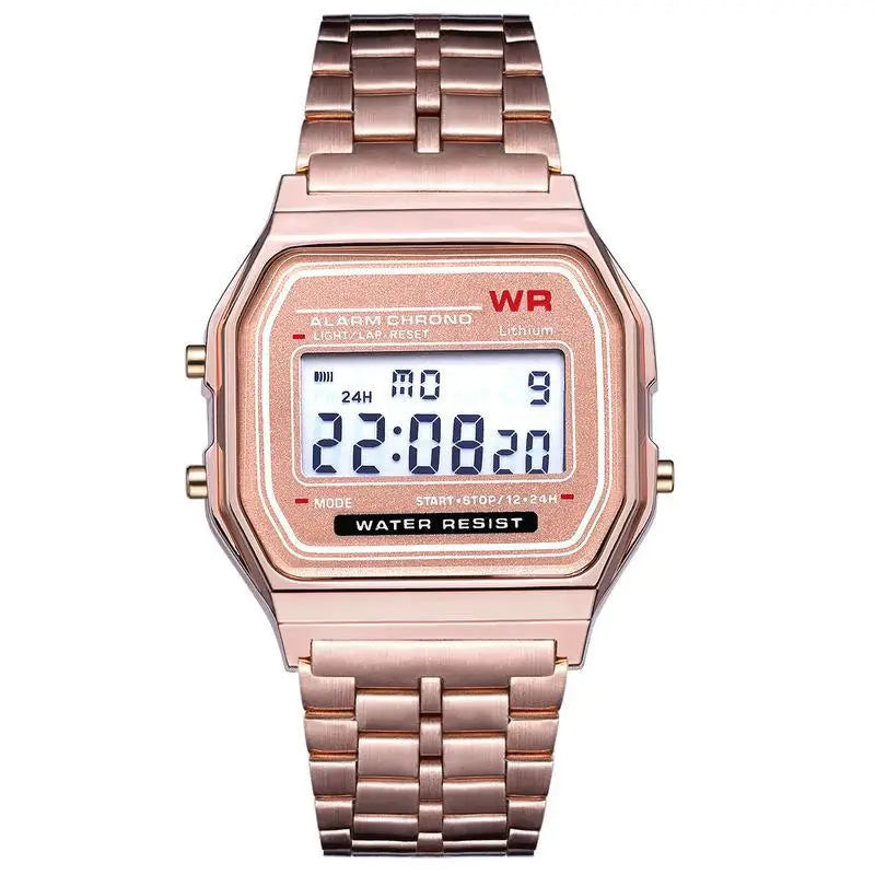 luckacco new women men unisex watch gold black vintage led digital sports military wristwatches led electronic digital present gift male