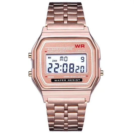 Luckacco New Women Men Unisex Watch Gold Black Vintage LED Digital Sports Military Wristwatches LED Electronic Digital Present Gift Male