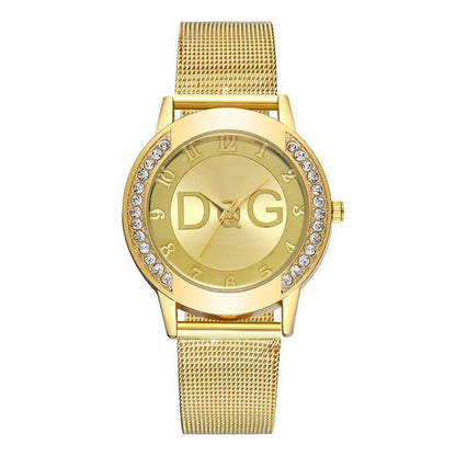 Luckacco Luxury 2025 Women's watches With Diamonds Simple Digital Design Ladies' Quartz Watch Casual Gold Mesh Belt Women Clock Strap